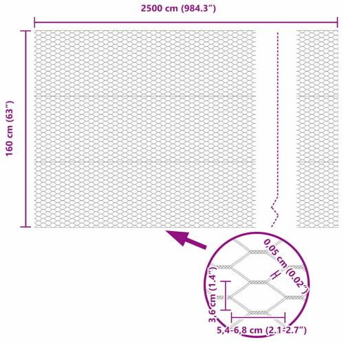 Шестоъгълна ограда Сребрист 1,6 x 25 m Поцинкована стомана