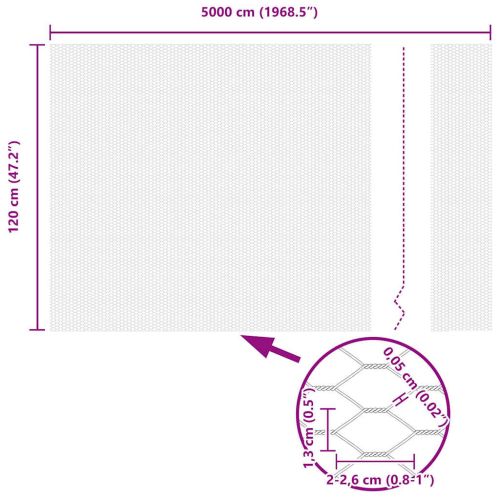 Шестоъгълна ограда Сребрист 1,2 x 50 m Поцинкована стомана