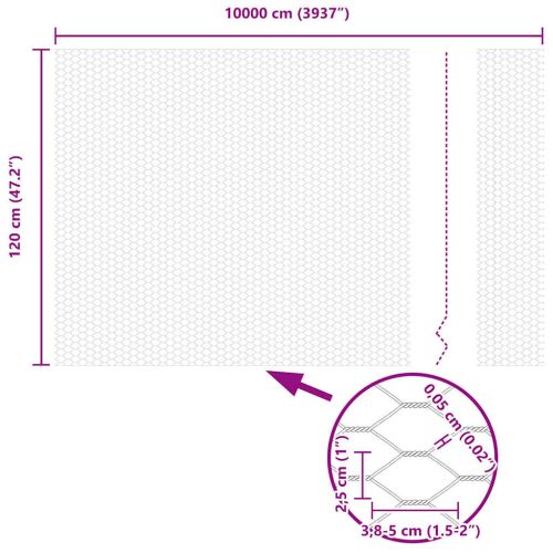 Шестоъгълна ограда Сребрист 1,2 x 100 m Поцинкована стомана
