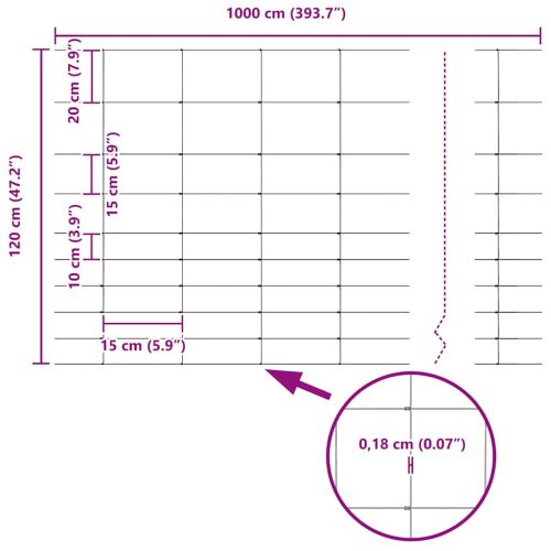Ограда за пасища Сив 1.2 x 10 m Стомана