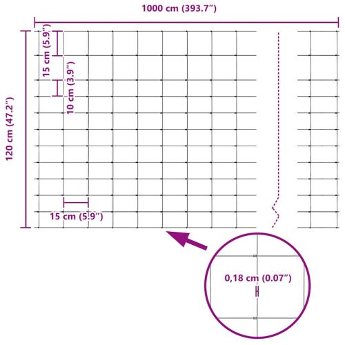Ограда за пасища Сив 1.2 x 10 m Стомана