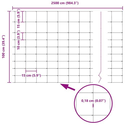 Ограда за пасища Сребрист 25 x 1 m Поцинкована стомана