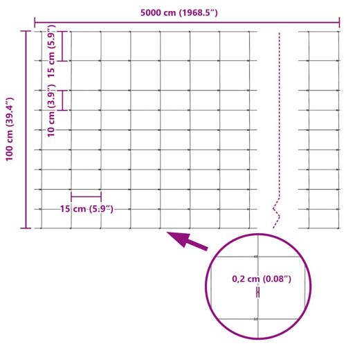 Ограда за пасища Сребрист 50 x 1 m Поцинкована стомана