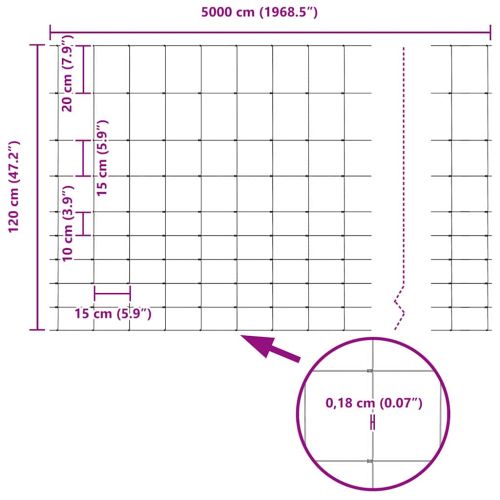 Ограда за пасища Сребрист 50 x 1,2 m Поцинкована стомана