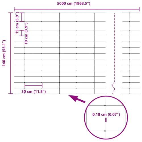 Ограда за пасища Сребрист 50 x 1,4 м Поцинкована стомана