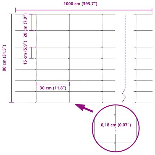 Ограда за пасища Сребрист 100 x 0,8 м Поцинкована стомана
