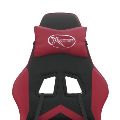 Въртящ гейминг стол с подложка черно-червен изкуствена кожа