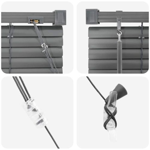 Вертикални щори С завеси Тъмен сив 220 x 155 см Алуминий