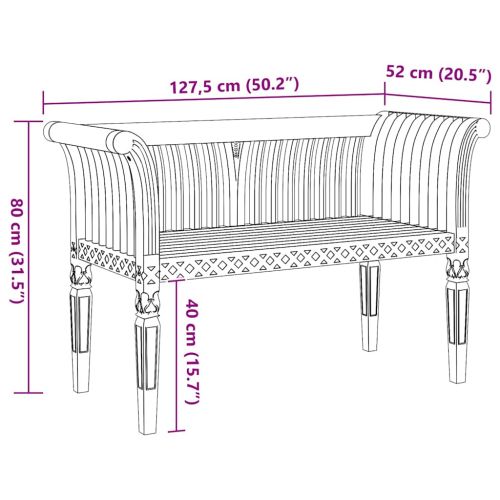 Пейка Кафяво 127,5 x 52 x 80 см Масивна тикова дървесина
