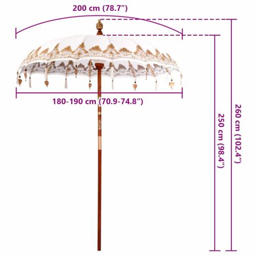 Балийски Парасол Крем 185 x 185 x 260 см
