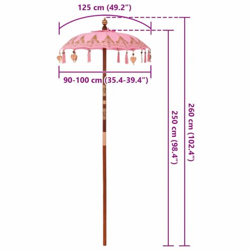 Балийски Парасол Розово 95 x 95 x 260 см