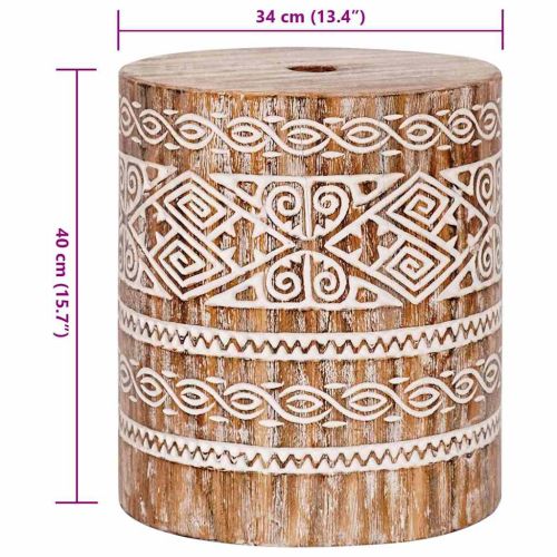 Основа за чадър Бял измит Ø34 x 40 см Масивно дърво