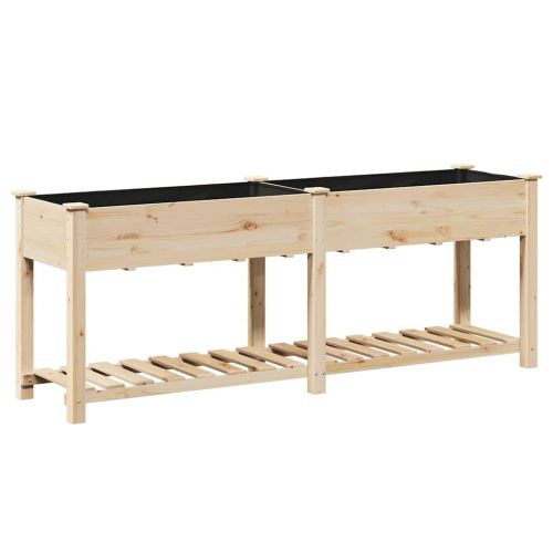 Градинска саксия Бежово 203 x 53 x 76,5 см Солидно ела дърво