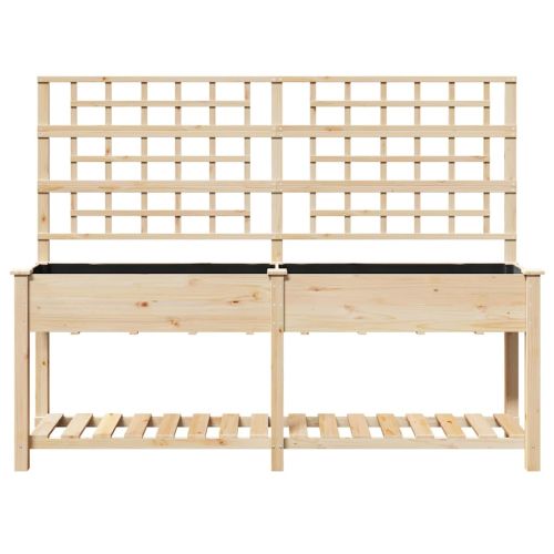 Градинска саксия Бежово 203,5 x 54 x 152,5 см Солидно ела дърво