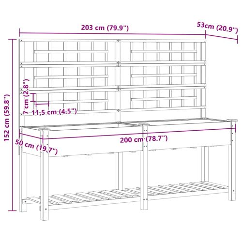 Градинска саксия Бежово 203,5 x 54 x 152,5 см Солидно ела дърво