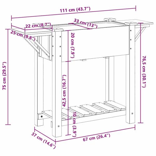 Градинска саксия Бежово 111 x 37 x 76,5 см Солидно ела дърво