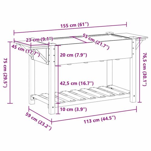 Градинска саксия Бежово 155 x 59 x 76,5 см Солидно ела дърво