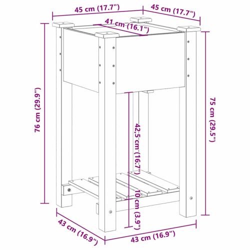 Градинска саксия Бежово 45 x 45 x 76,5 см Солидно ела дърво