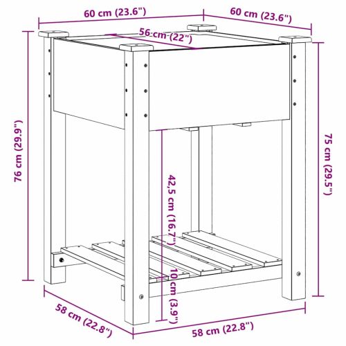 Градинска саксия Бежово 60,5 x 60 x 76,5 см Солидно ела дърво