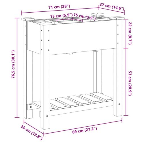 Градинска саксия Бежово 71 x 37 x 76,5 см Солидно ела дърво