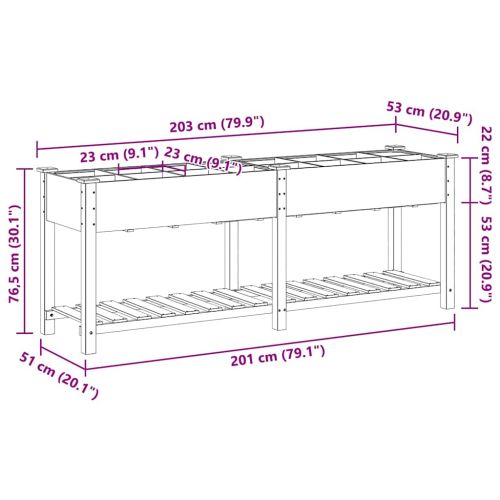 Градинска саксия Бежово 203,5 x 53 x 76,5 см Солидно ела дърво