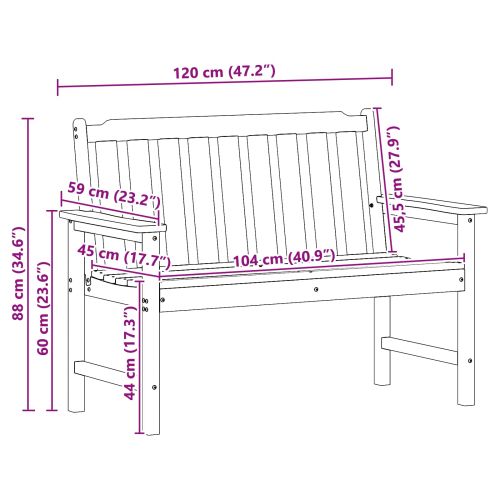 Градинска пейка с възглавница Светлосиво 120 x 59 x 88 см HDPE