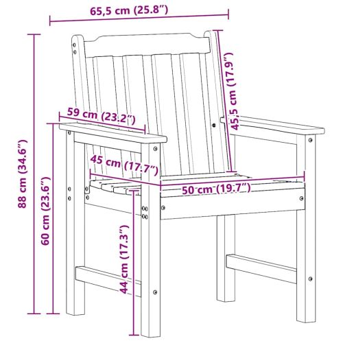 Градински стол за хранене 2 pcs Бяло 65,5 x 59 x 88 см HDPE