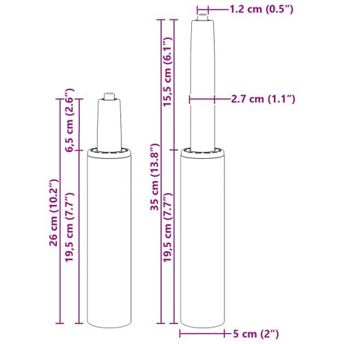 Газов цилиндър за офис стол Черно 9 cm Желязо