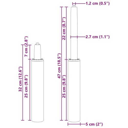 Газов цилиндър за офис стол Черно 15,5 см Желязо
