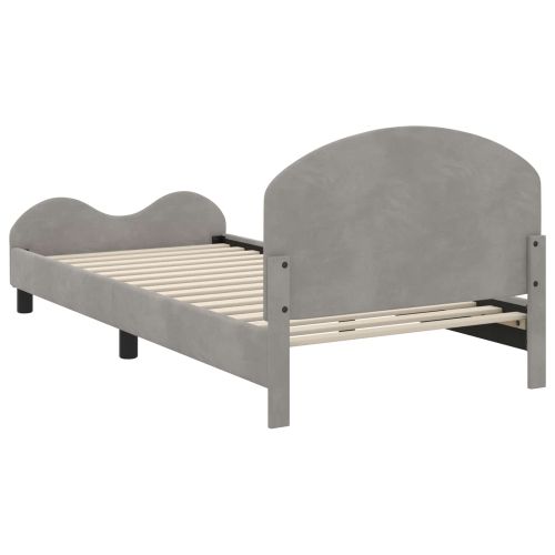 Легло за деца с табла с таблото Светлосиво 90 x 200 cm Кадифе