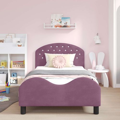 Легло за деца с табла с таблото Лилаво 90 x 200 cm Кадифе