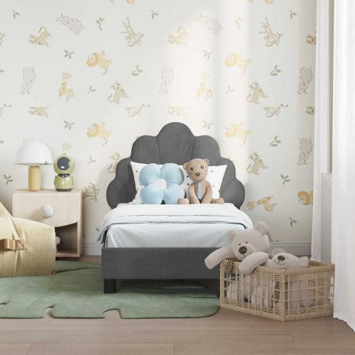 Легло за малко с главна дъска Тъмен сив 70 x 140 cm Кадифе