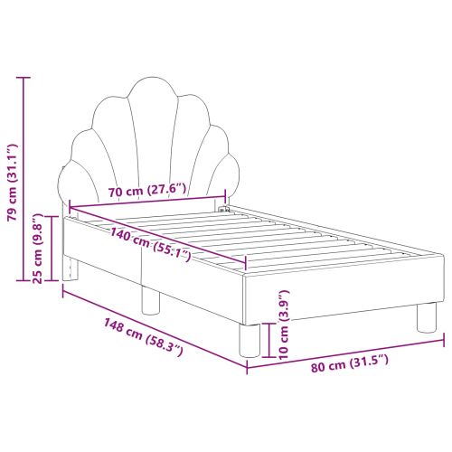 Легло за малко с главна дъска Лилаво 70 x 140 cm Кадифе