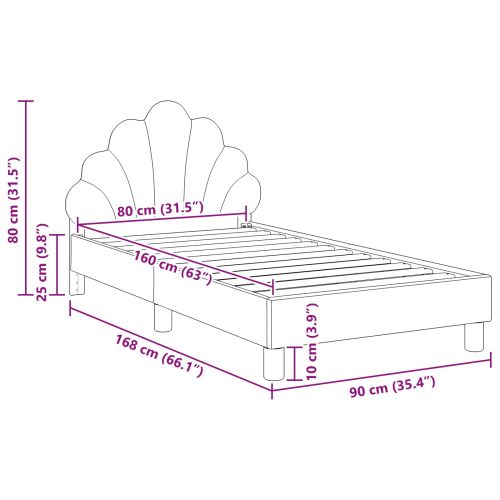 Легло за деца с табла с таблото Розово 80 x 160 cm Кадифе