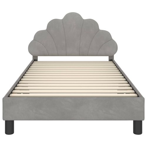 Легло за деца с табла с таблото Светлосиво 90 x 200 cm Кадифе