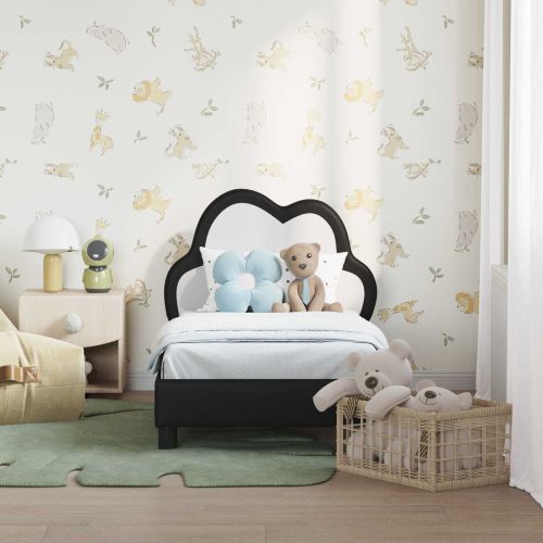 Легло за малко с главна дъска с таблото Черно 70 x 140 cm PU