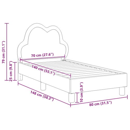 Легло за малко с главна дъска с таблото Черно 70 x 140 cm PU