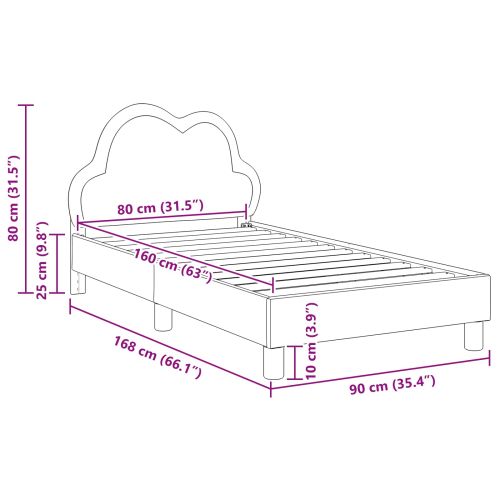 Рамка за легло с таблото Черно 80 x 160 cm PU