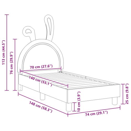 Легло за малко с главна дъска с таблото Розово 70 x 140 cm PU