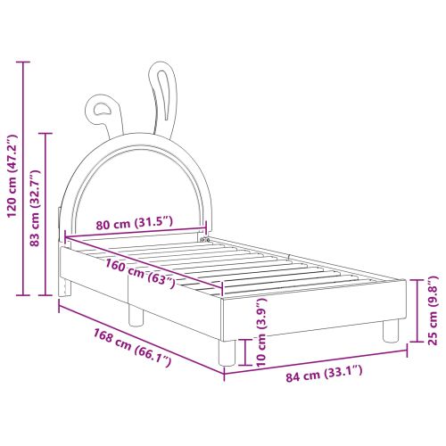 Легло за деца с табла с таблото Бяло 80 x 160 cm PU