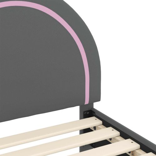 Легло за деца с табла с таблото Светлосиво 80 x 200 cm PU