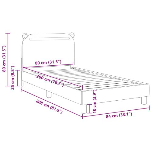 Легло за деца с табла с таблото Черно 80 x 200 cm текстил