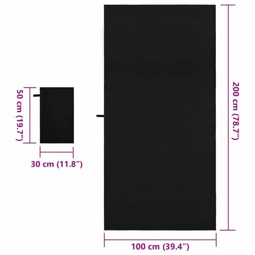 Комплект Спортни Хавлии 2 pcs Черно текстил