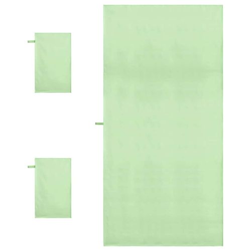 Комплект Спортни Хавлии 3 pcs Зелен Полиестер и полиамид