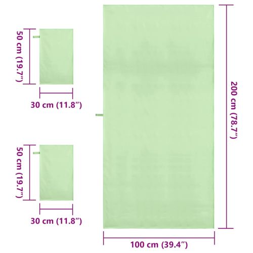 Комплект Спортни Хавлии 3 pcs Зелен Полиестер и полиамид