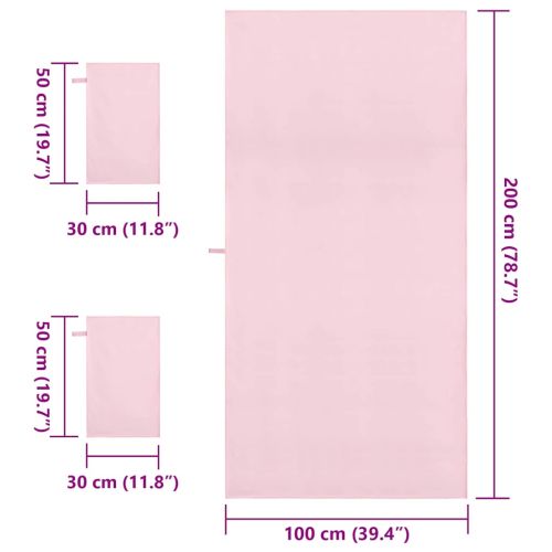 Комплект Спортни Хавлии 3 pcs Розово Полиестер и полиамид