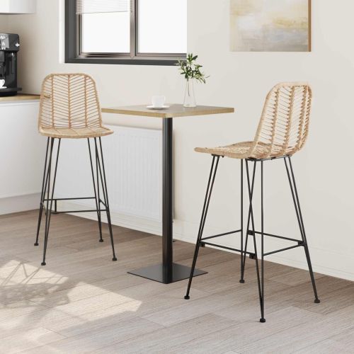 Бар стол 2 pcs Естествен 44,5 x 53 x 111 см Раци и желязо