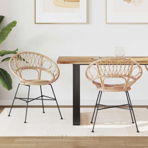 Трапезен стол 2 pcs Естествен 65 x 55,5 x 81 см Раци и желязо