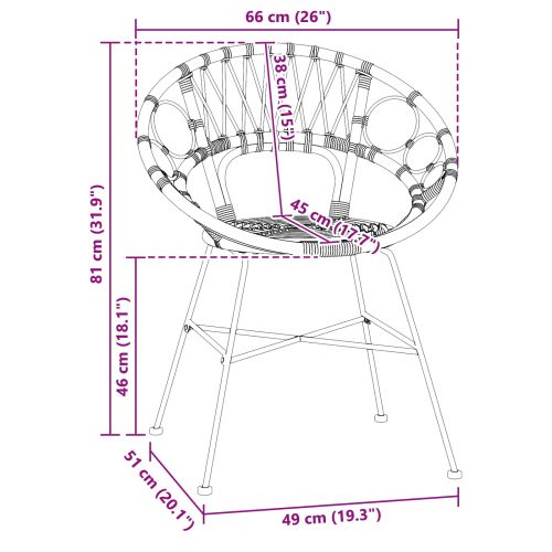 Трапезен стол 2 pcs Естествен 65 x 55,5 x 81 см Раци и желязо