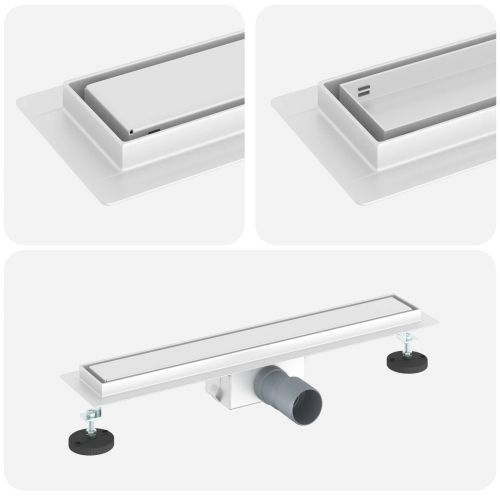 Душов дренаж с стъклено покритие Сребрист 50 cm